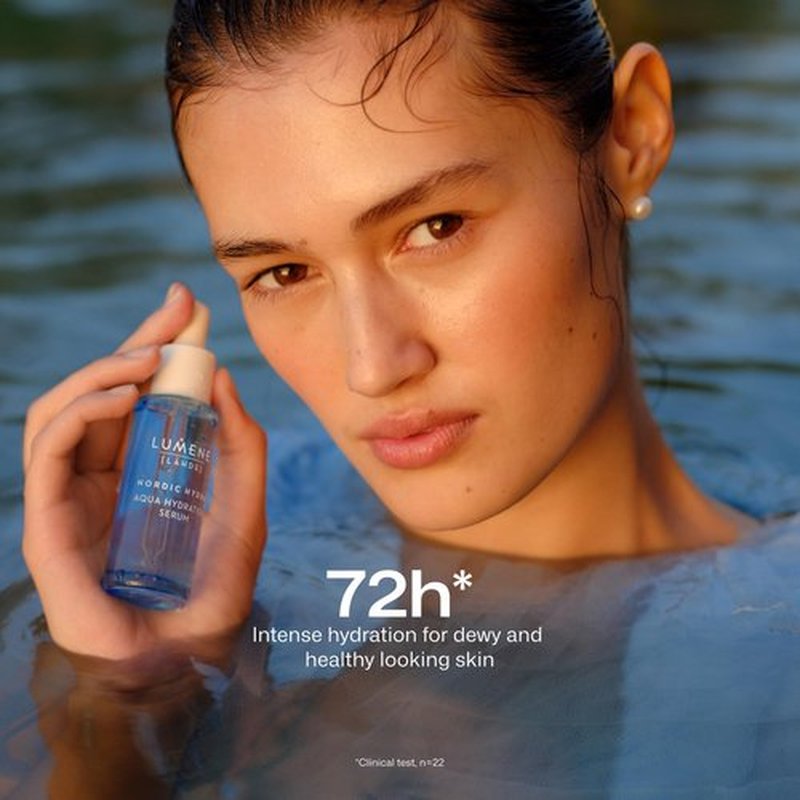 LUMENE Nordic Hydra Aqua Serum | Intense Hydration for Lasting Dewy Skin | With Arctic Spring Water, Hyaluronic Acid & Nordic Red Algae | Lightweight & Hydrating | Vegan | 30 ml