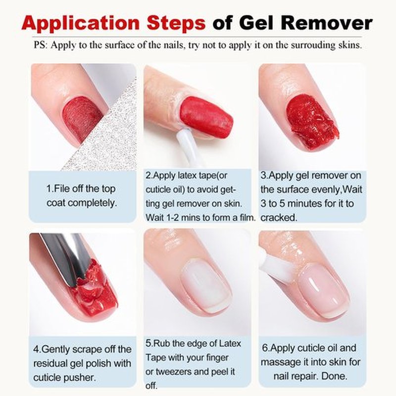 Gel Nail Polish Remover,Gel Remover for Nails No Need to Soak or Wrap, Quickly Remove Nail Polish in 2-5 Minutes, Professional Nail Remover Kit