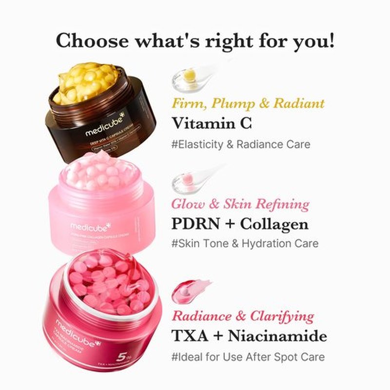 medicube Capsule Cream with Deep Vitamin C | Liposome Vitamin C Golden Capsule for Radiance & Firm-Looking Skin | Hydrating Glow Gel Texture | Korean Skincare, 1.94 oz