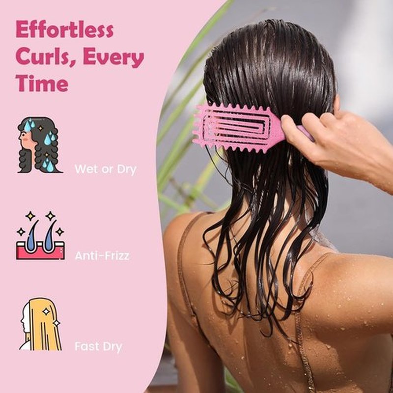 Skiennix Curl Defining Brush - Lightweight Candy Brush for Shaping Curly Hair | Suitable for All Hair Types (Pink)