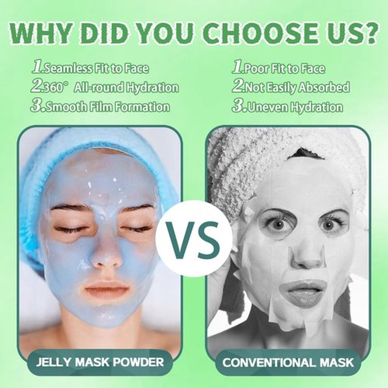 Ouhans Jelly Mask Set,Hyalorunic Acid Jelly Masks For Facials Professional,Aloe Vera Hydro Jelly Mask,Hydrating Rubber Masks, Facial Mask Mixing Bowl Set And Headband,Birthday Gifts Set for Women