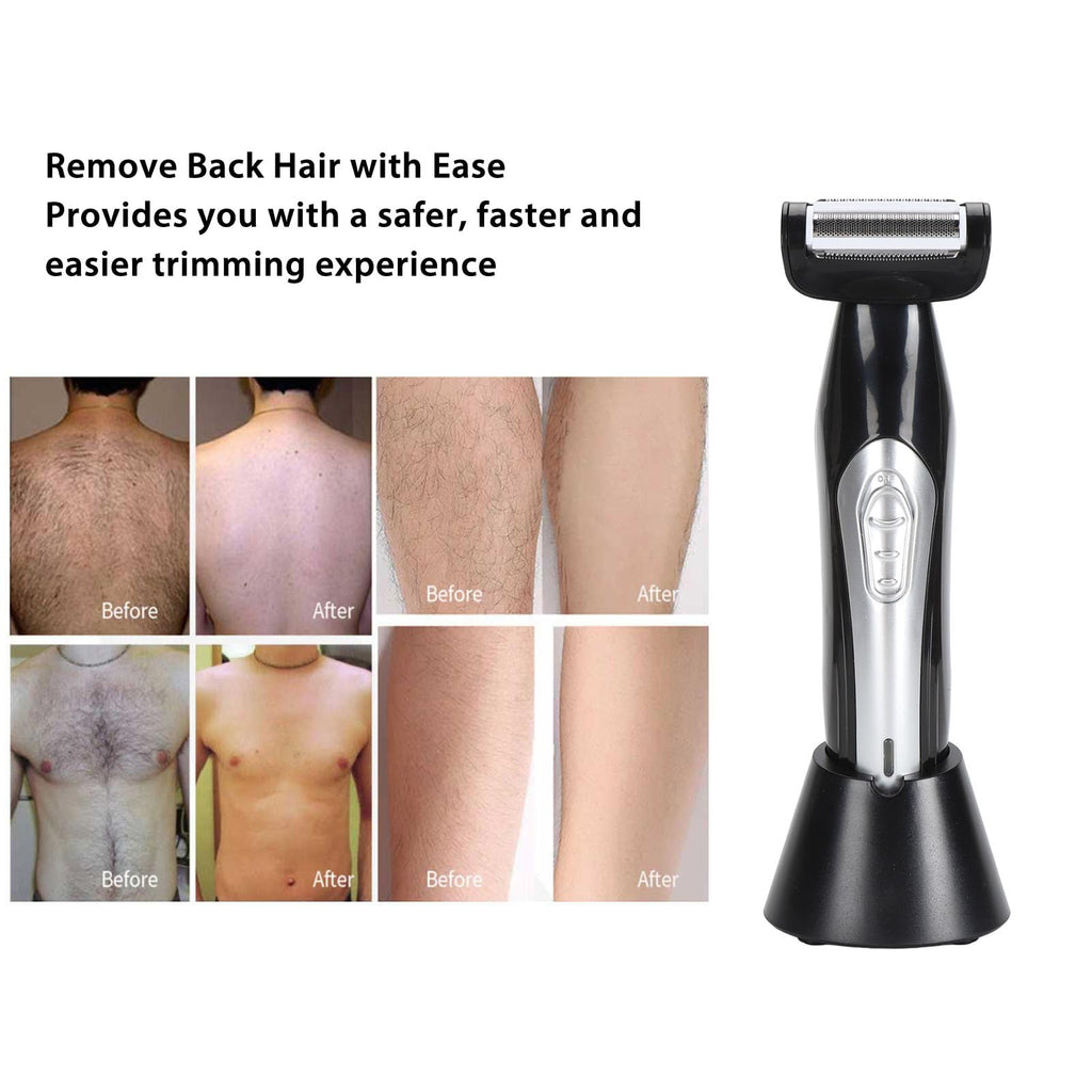 Men Back Trimmer, Wet and Dry Use Men Back Groomer, Extreme Reach Handle and, USB Rechargeable