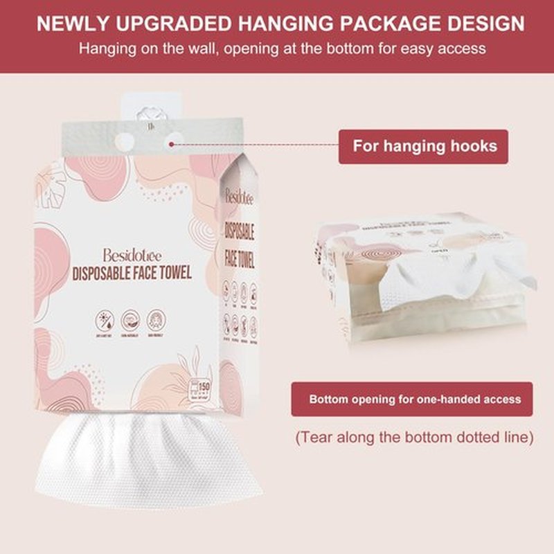 Disposable Towels for Face Hang Over the Door or on Wall, 300 ct, 2 Pack, Thick and Durable Facial Towels for Skin Care, Makeup Removal, Multi-Purpose Use on Sink, Bathroom Counter, Toilet, etc