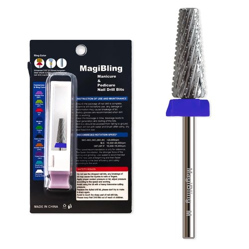 Nail Drill Bits, 5-in-1 Tungsten Carbide 3/32'' Professional Bit, Anti-Clogging Cut Design, 16mm Long Head For E-File, Removes Acrylic Hard & Soft Gel, Left or Right Hand Use, Medium