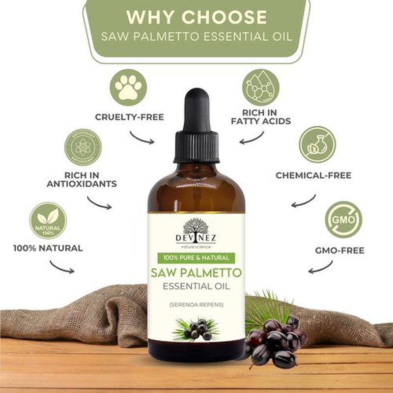 Devinez Saw Palmetto (serenoa repens) Essential Oil 30ml/ 1.01 Fl Oz - Hair Care & Scalp Health | 100% Natural & Undiluted