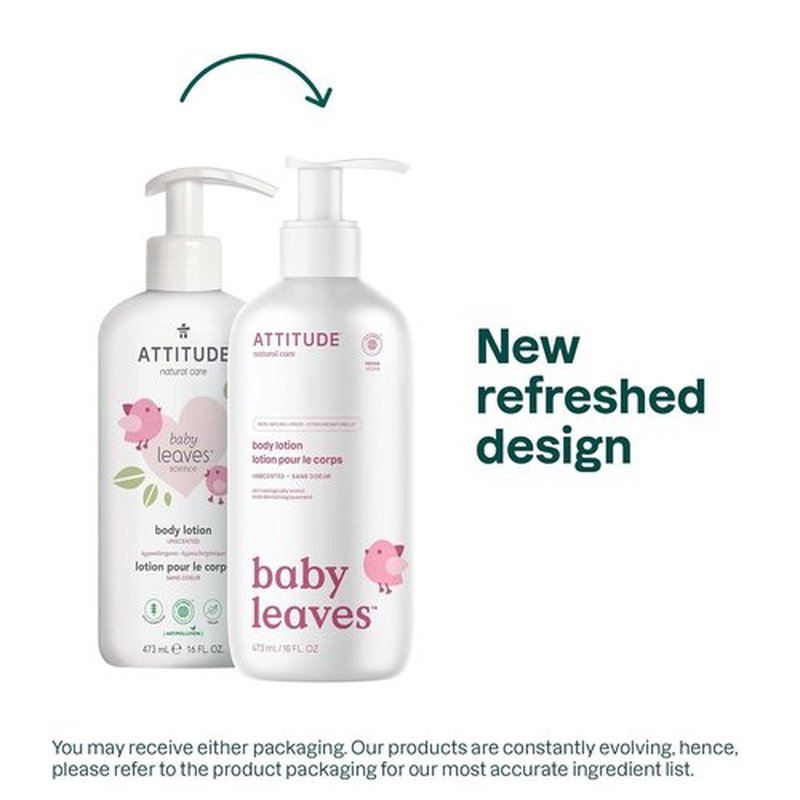 ATTITUDE Baby Lotion - EWG Verified Moisturizer, Dermatologically Tested, Unscented | 16 Fl Oz