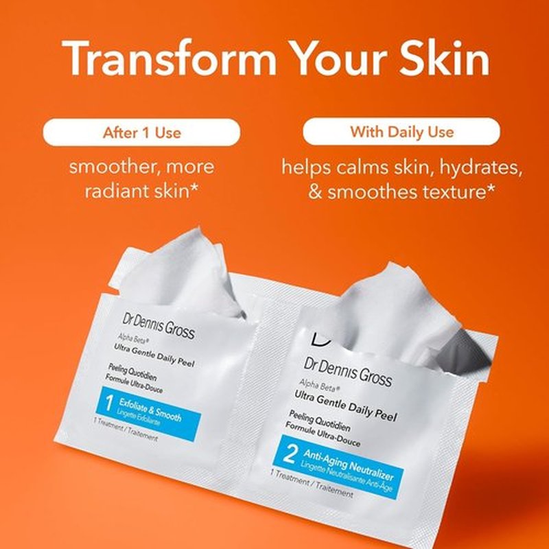 Dr. Dennis Gross Alpha Beta Ultra Gentle Daily Peel - Hydrates Sensitive Skin & Smooths Texture | 30 Treatments