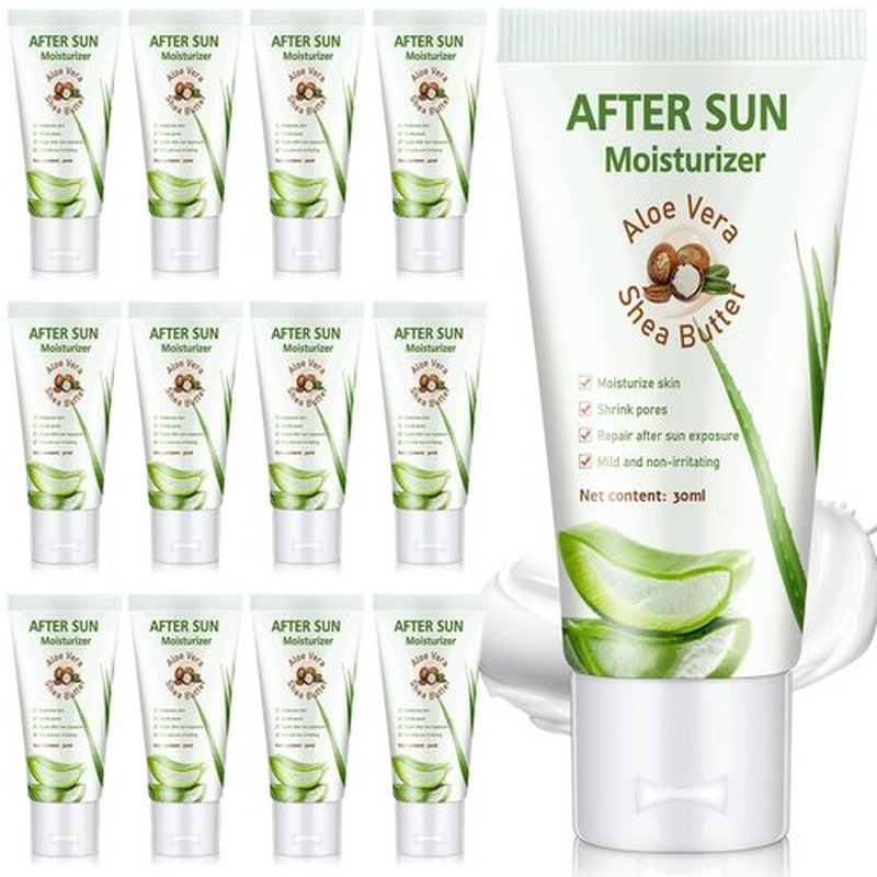 Dansib After Sun Lotion Mini Aloe Vera Lotion Bulk Travel, 1 oz Travel Size Aloe Vera Skin Moisturizer for Sunburn Relief Organic Mini Sunscreen Bulk Moisturizing for Face and Body(12 Pcs)
