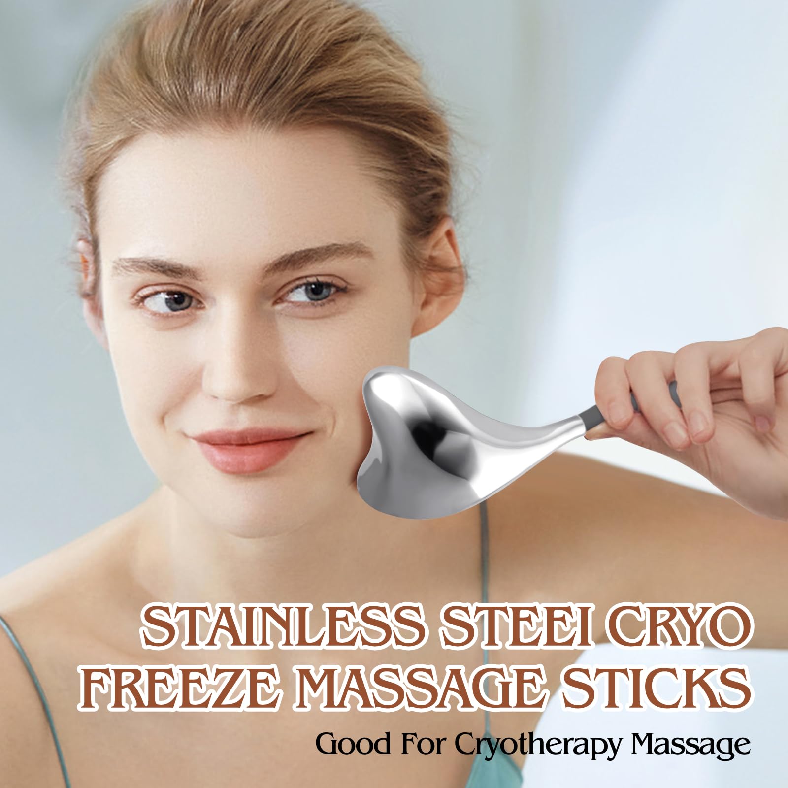 Cryo Sticks-Gua Sha and Massage 2-in-1, Ice Globes for Face-Wrinkle Reduction & Dark Circle Relief, Stainless Steel Facial Massage Tool for Skin Tightening Cooling Globes,Mothers Day Gifts