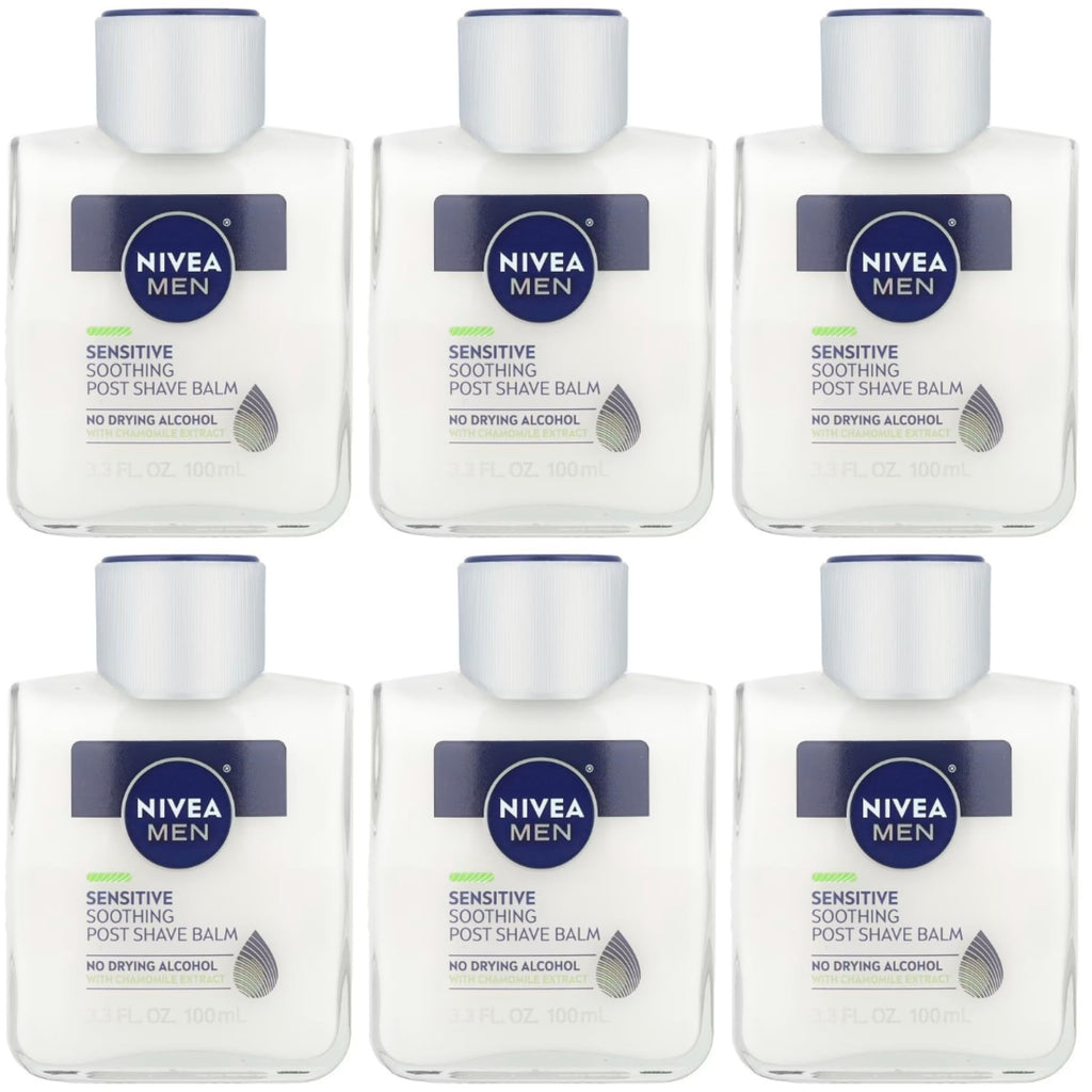 NIVEA FOR MEN Sensitive Post Shave Balm 3.30 oz (Pack of 6)