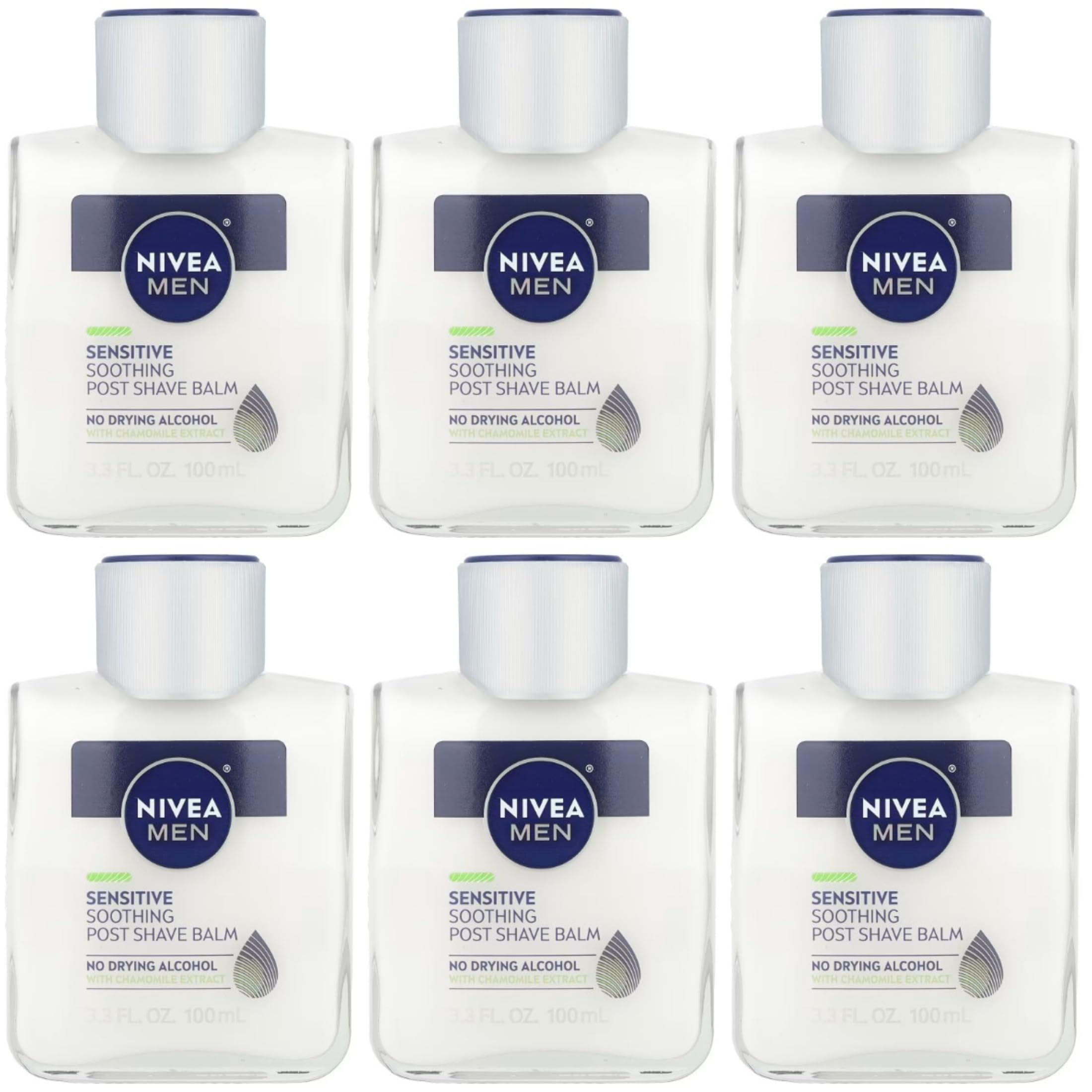 NIVEA FOR MEN Sensitive Post Shave Balm 3.30 oz (Pack of 6)