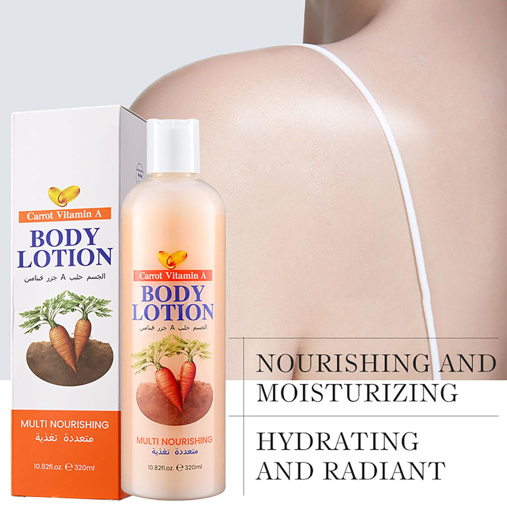 Carrot Moisturizing Body Lotion for Dry Skin, Hydrating & Firming Body Cream with Carrot Vitamin A for Women, Hand and Body Moisturizer Non-Greasy Refreshing Quickly Absorbed 320ml/ 10.82 Oz