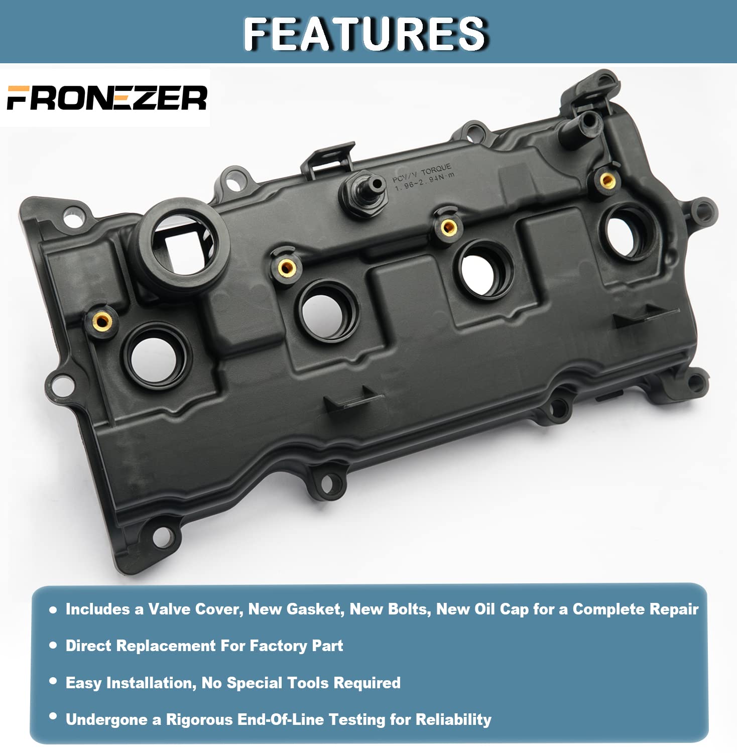 Engine Valve Cover with Gasket Bolts & Oil Filler Cap Compatible with 2013-2018 Nissan Altima 2016-2017 Nissan Murano 2014 Nissan Pathfinder 2014-2017 Nissan Rogue Infiniti QX60 2.5L Part# 13264-3KY0A