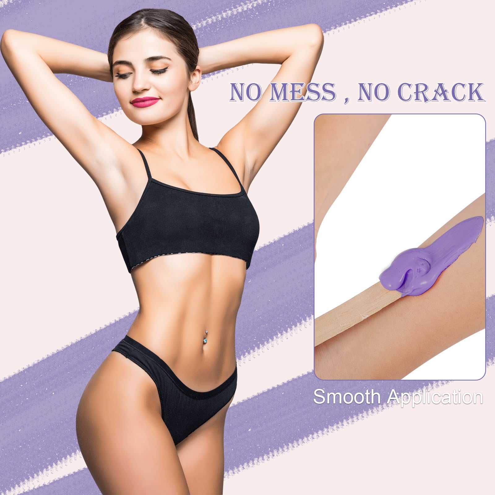 PURPLESKY 5lbs Hard Wax Beads Bulk, Professional Hair Removal Wax Kit for Coarse Hair & Sensitive Skin, Low Temperature, Microwavable, Painless Brazilian, Bikini, Face, Leg, Body Home Use, Purple