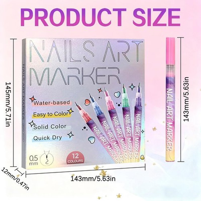 12 Colors Nail Art Pens Set, 2025 New Nail Art Markers for Gel Nails, Nail Point Graffiti Dotting Pen Drawing Painting for DIY Nail Art Beauty Adorn Manicure Tools