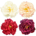 PRETTYLIFE Peony Flower Hair Clips for Women, 4 Pieces Large Floral Alligator Hair Barrette Accessories Brooch 5.5" for Wedding Bride Dancer Party (Red Style)