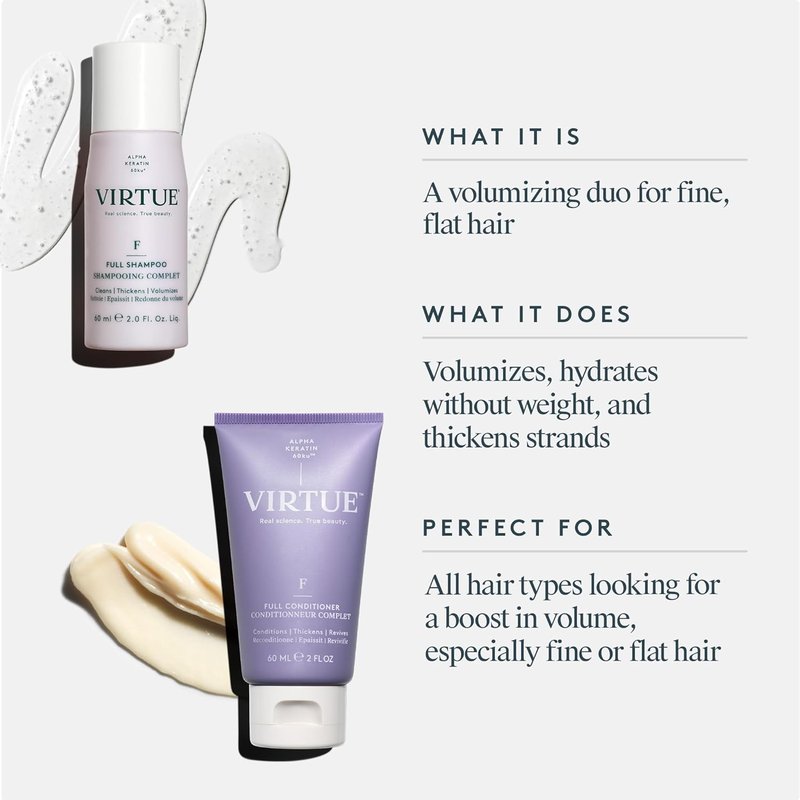 Virtue Full Volumizing Shampoo & Conditioner Set - Sulfate-Free, Color Safe, All Hair Types