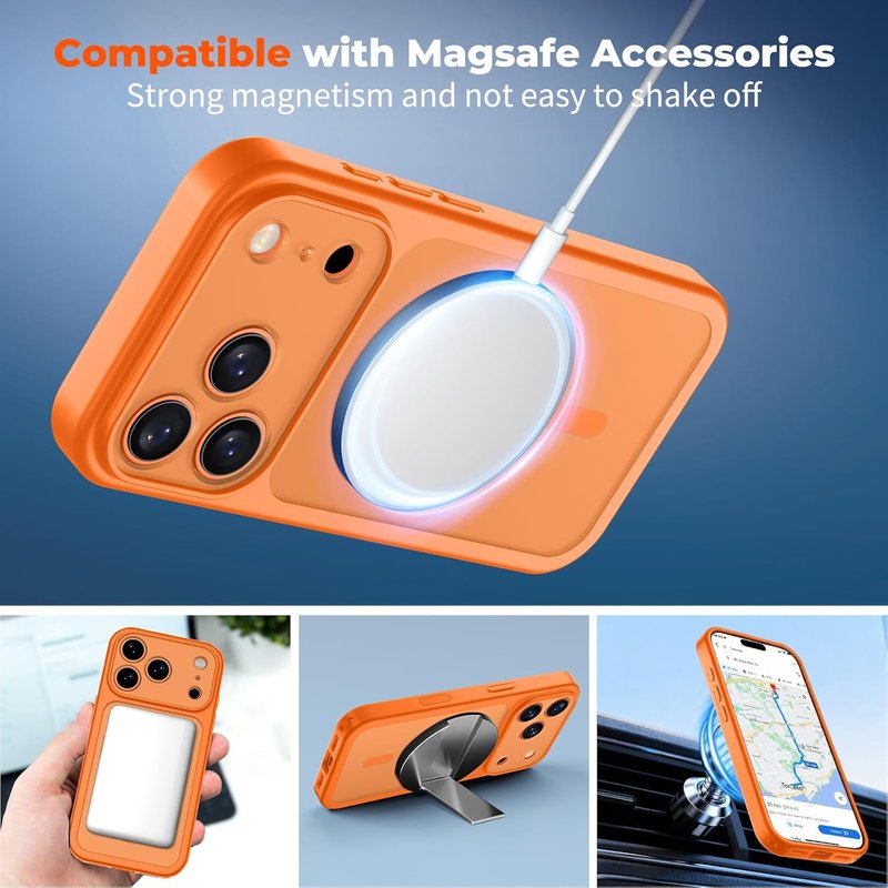 Zapica Magnetic iPhone 17 Pro Max Case - Upgraded Camera Control Button & Full Protection | Translucent Matte, Starry Orange