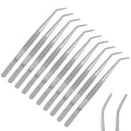 Stainless Steel Tweezers, with Curved Serrated Tip Multipurpose Tweezers Sewing Machine Tweezers Forceps for Craft Repairing (10)