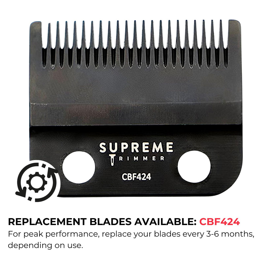 Supreme Trimmer Pro Clipper All Metal w/Taper Blade | 300 Min Run Time Professional Hair Clipper Set, Cordless Beard Trimmer | STC5030 Black