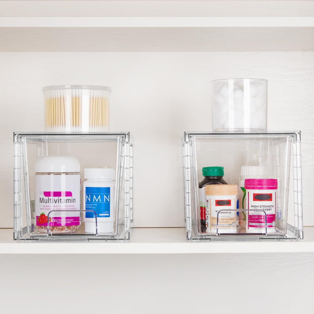 Vtopmart 4 Pack Large Stackable Storage Drawers, Clear