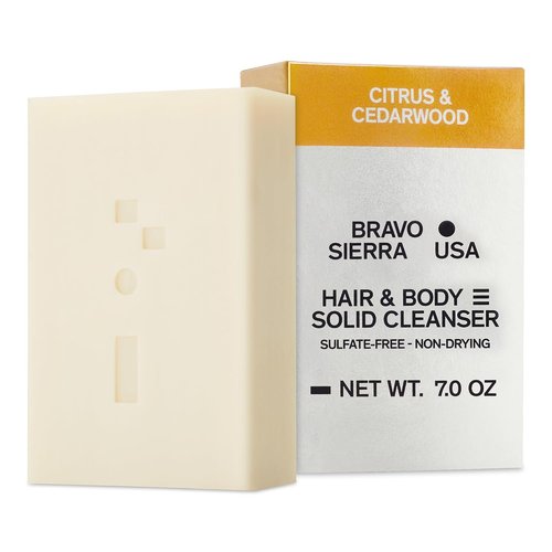 Bravo Sierra All-In-One Shampoo & Face Soap Bar - Citrus & Cedarwood, Nourishing Coconut & Shea Butter, 7 oz