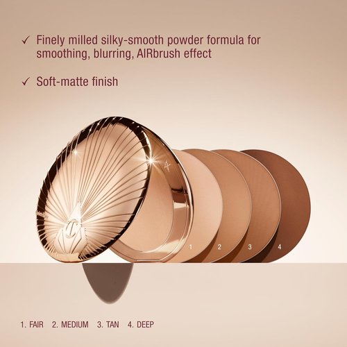 Charlotte Tilbury Airbrush Matte Bronzer - Smoothing Powder for Flawless Skin - Refillable with Silky Mica & Hyaluronic Acid