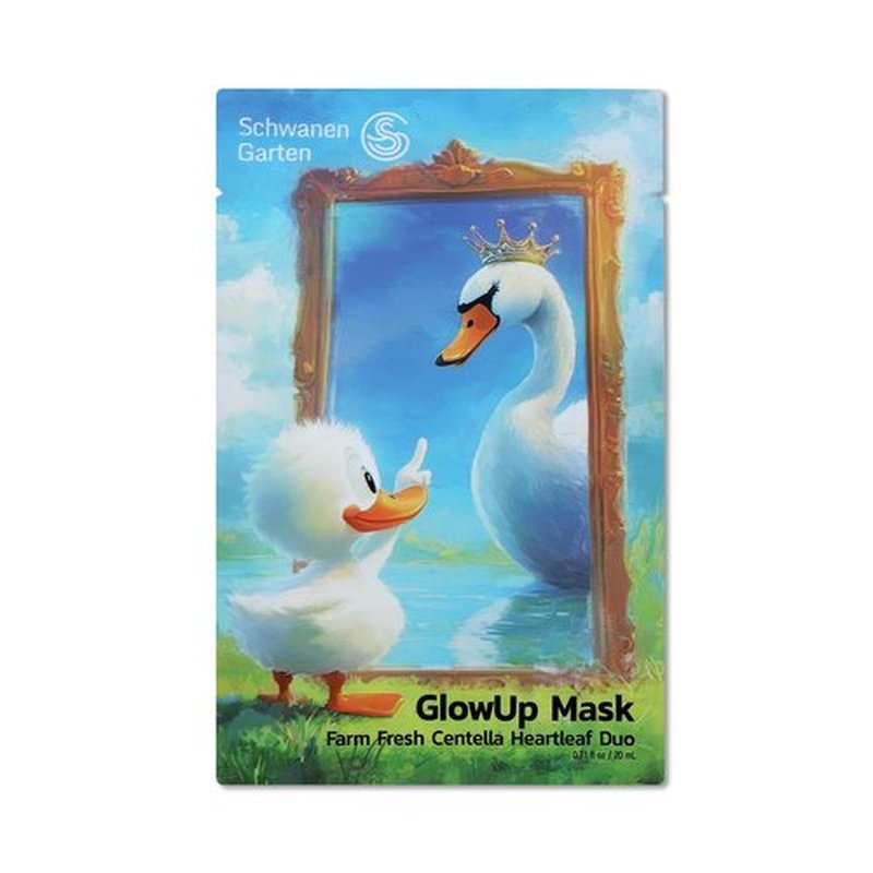 GlowUp Mask 6 EA, Farm Fresh Centella Heartleaf Duo Sheet Mask for Dry, Sensitive Skin, Hydrating, Soothing, Korean Skin Care