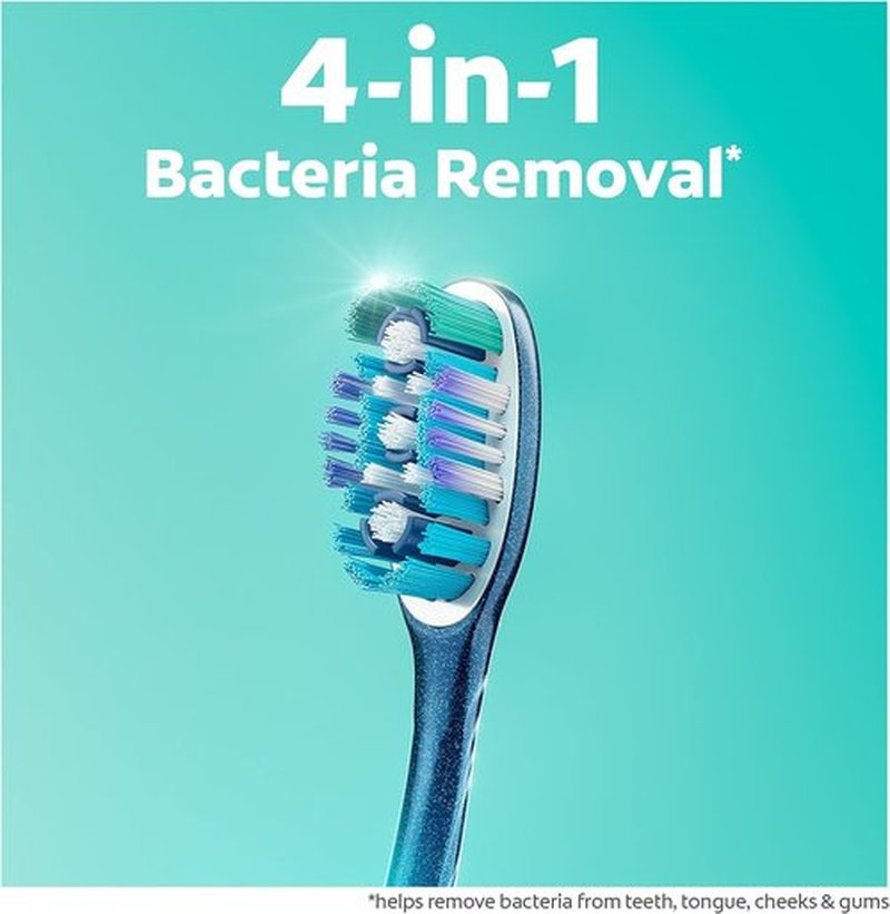 Colgate 360 Deep Clean Toothbrush - 4-in-1 Bacterial Removal with Floss Tip Bristles & Tongue Cleaner | 4 Count