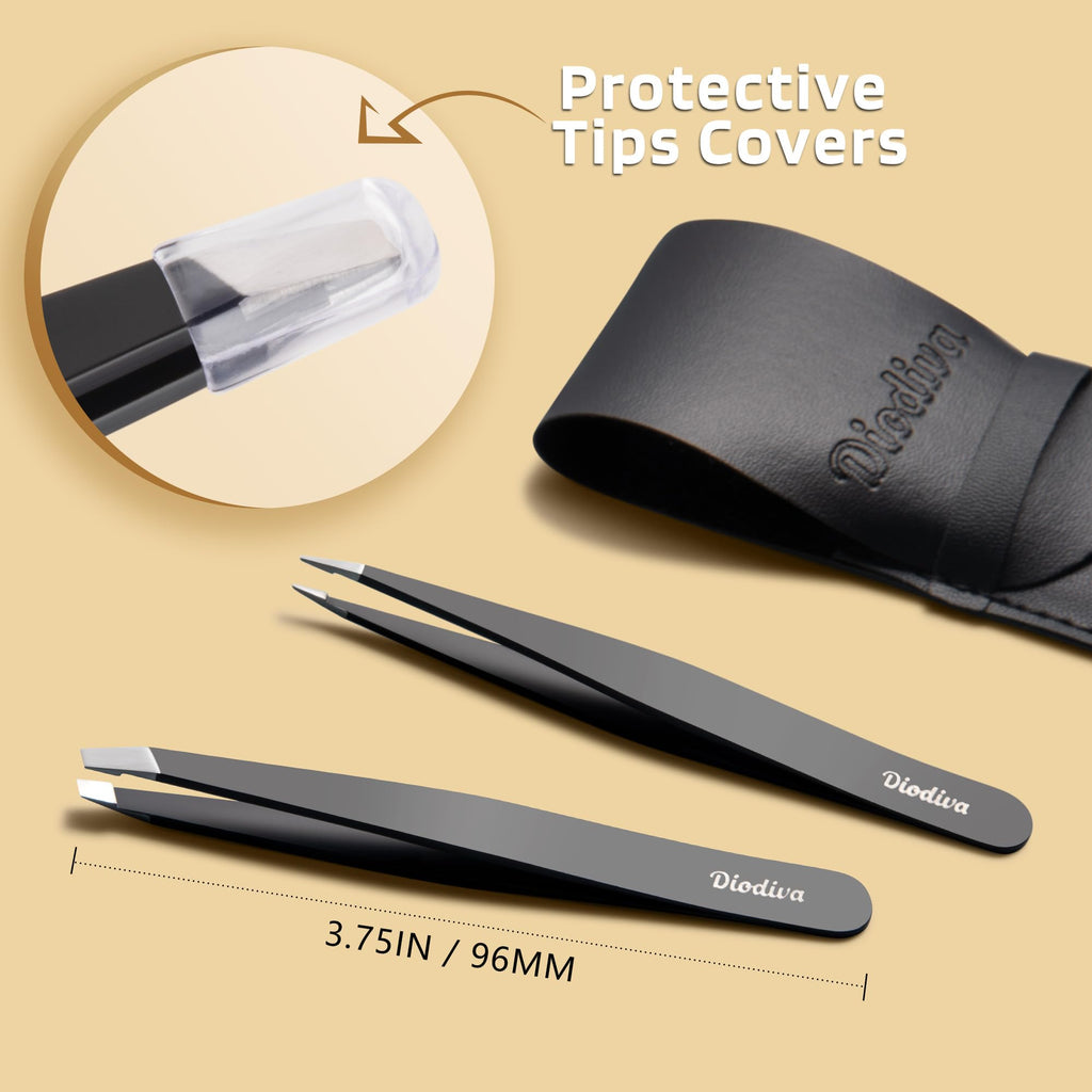 Tweezers for Eyebrows, Facial Hair, Ingrown Hair Removal, Tweezer Set with Case for Women and Men, Stainless Steel Precision Eyebrow pinza de cejas Plucking Grooming Stocking Stuffers Christmas Gift