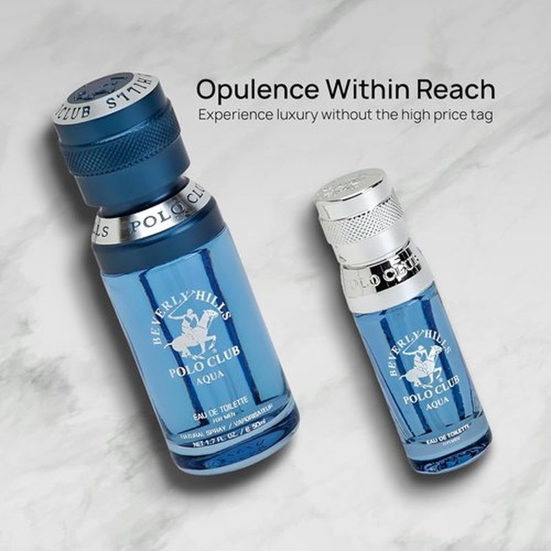 Beverly Hills Polo Club Men's Eau De Toilette Aqua - Long-Lasting Fragrance Set, 2.2 Fl Oz (1.7oz + 0.5oz)
