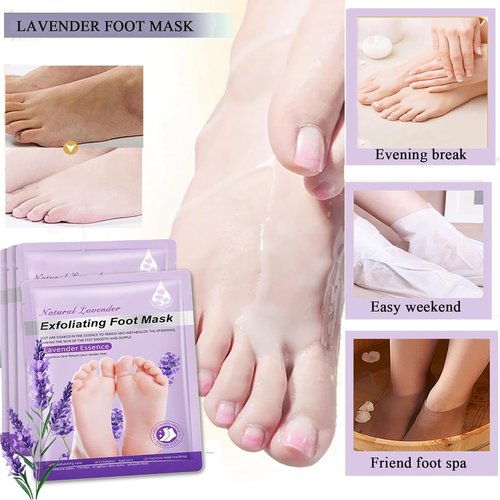Foot Peel Mask 9 Pack, Exfoliating Foot Mask with Rose, Goat Milk & Lavender, Moisturizing Foot Exfoliator Peeling Masks for Dry Cracked Feet, Foot Masks to Remove Dead Skin for Men & Women