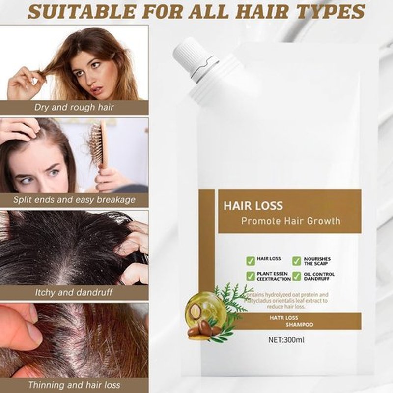 Anti-Hair Fall Hair Loss Shampoo 2 Pack, Promote Hair Growth Shampoo, Rich in Various Plant Extracts, for All Hair Types (300ml x 2 Bottles)