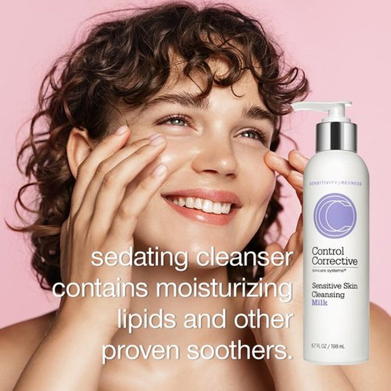 CONTROL CORRECTIVE Sensitive Skin Cleansing Milk - Creamy Calming Cleanser with Aloe Vera & Chamomile, 6.7 Oz