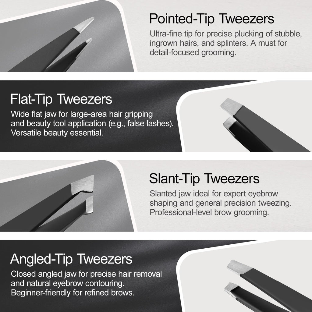 Eyebrow Kit for Men, 17 in 1 Tweezers for Women Facial Hair, Hair Scissors with comb, Eyebrow Trimmer, Brow Brushes, Hair Tools Travel Bag, Professional Grooming Tweezer for Men