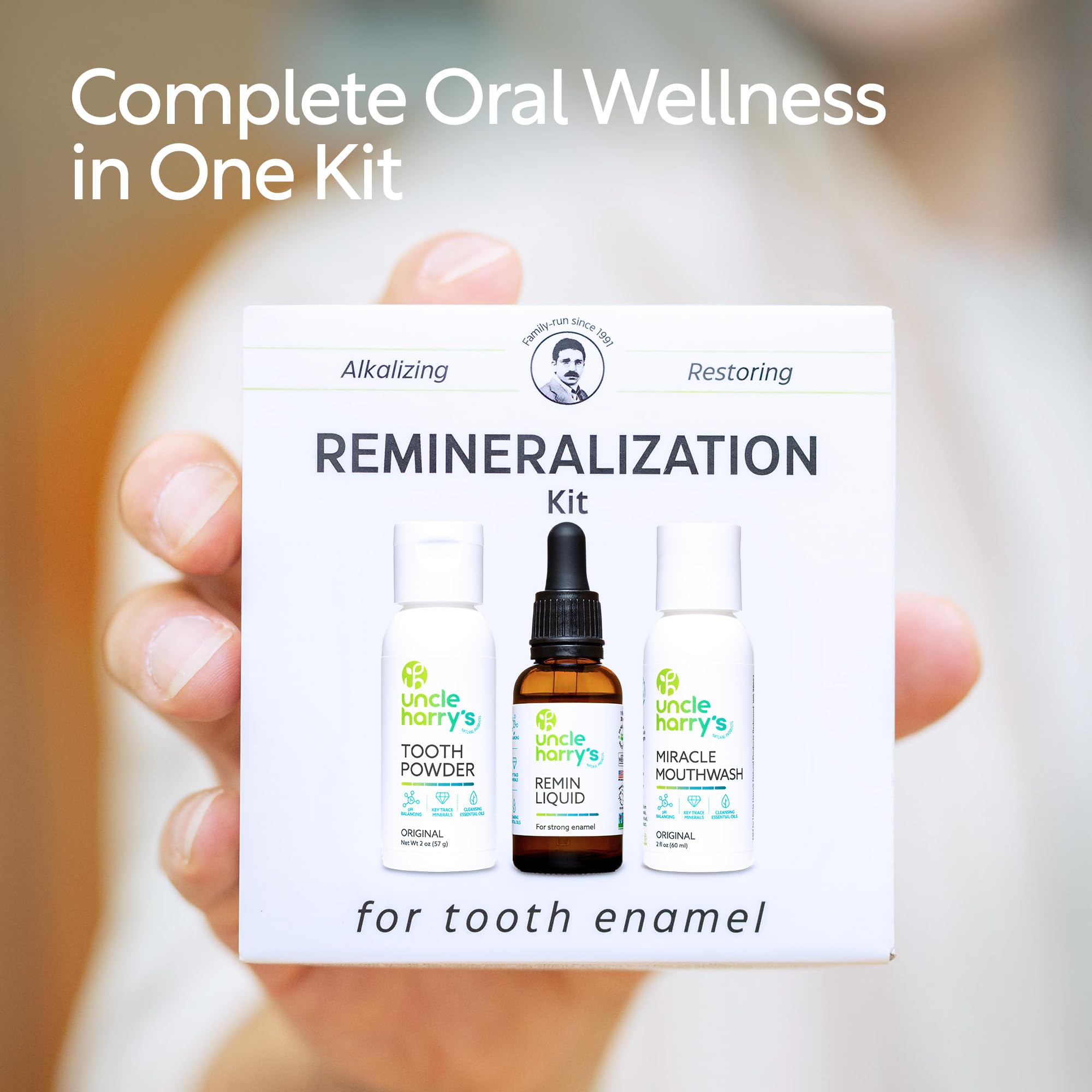 Uncle Harry's Natural Remineralization Kit for Tooth Enamel & Mineral - 3 Products Strengthen Weak Enamel & Correct Oral Care Issues (1 kit)