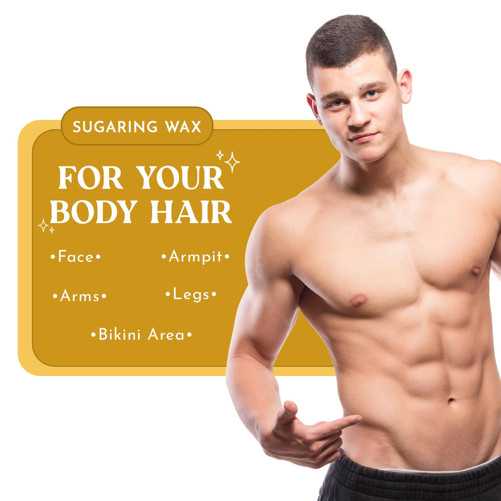 MOOM USDA Organic Sugar Wax Hair Removal for Men - Body, Leg & Face - 12 oz
