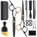 Hair Cutting Scissors Shears Kit, 6.7”Barber Shears, Professional Thinning Shears for Hair Cutting & Haircut Scissors for Barber/Salon/Home/Men/Women/Kids/Adults Shear Sets (Black)