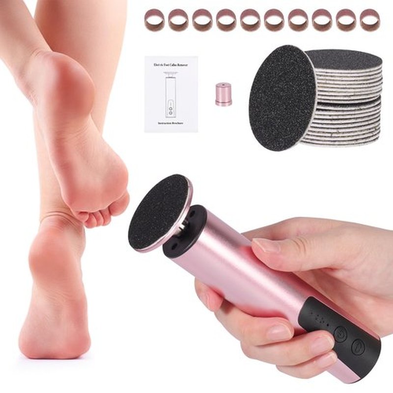 Electric Callus Remover for Feet, 6-Speed Pedicure Tool with 2-in-1 Rechargeable Foot File Callus Remover with USB Charging & 3 Types of Sandpaper, Dead Skin Remover for Dry Cracked Heels (Pink)