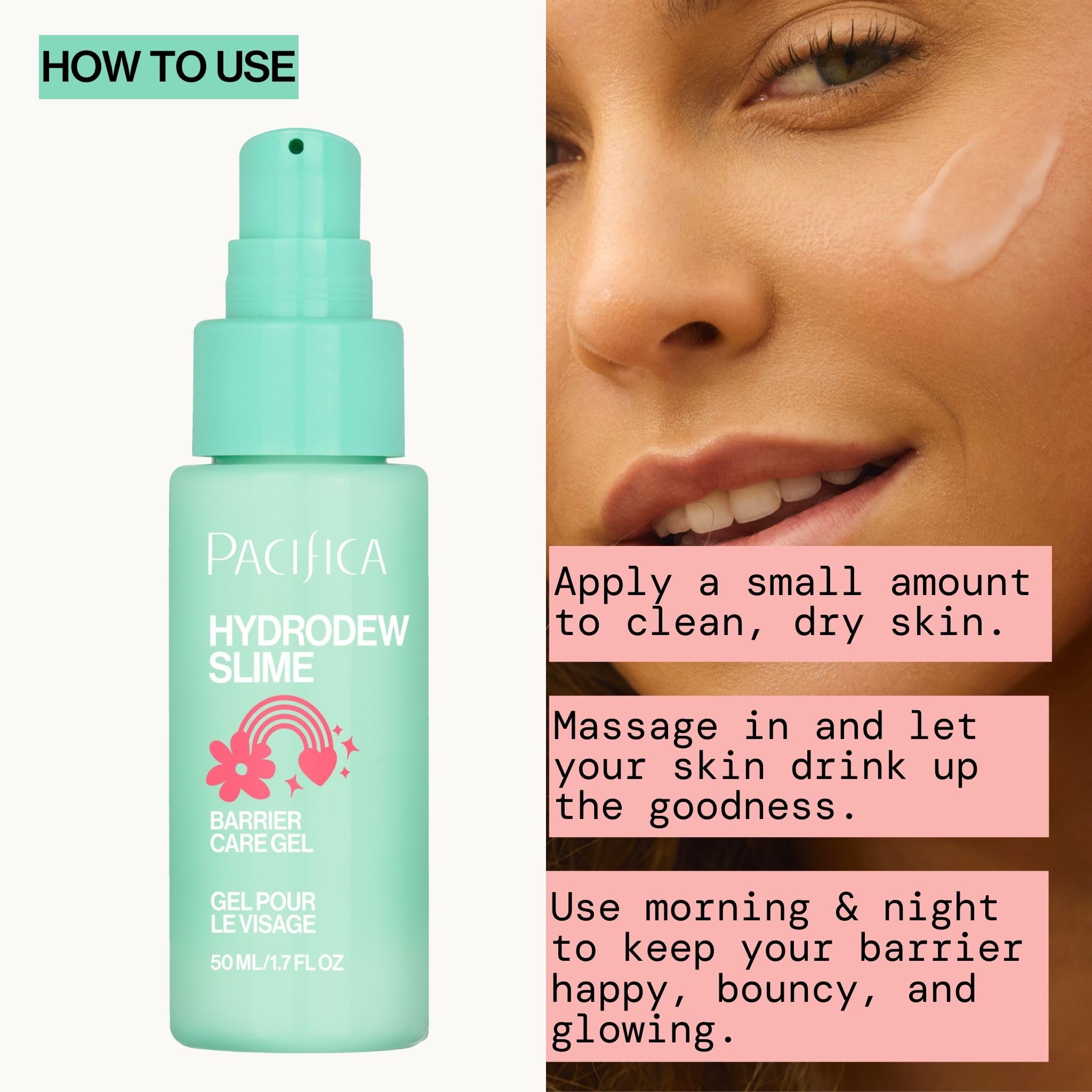 Pacifica Hydrodew Slime Vegan Snail Mucin Barrier Face Moisturizing Gel, Hydrating For Smoothing & Refining Skin, Vegan & Cruelty-Free