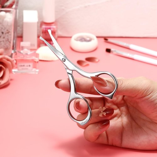 LIVINGO Nose Hair Scissors – Precision Stainless Steel Trimming Scissors with Rounded Tips, Safe and Easy Grooming for Nose, Ear, and Facial Hair
