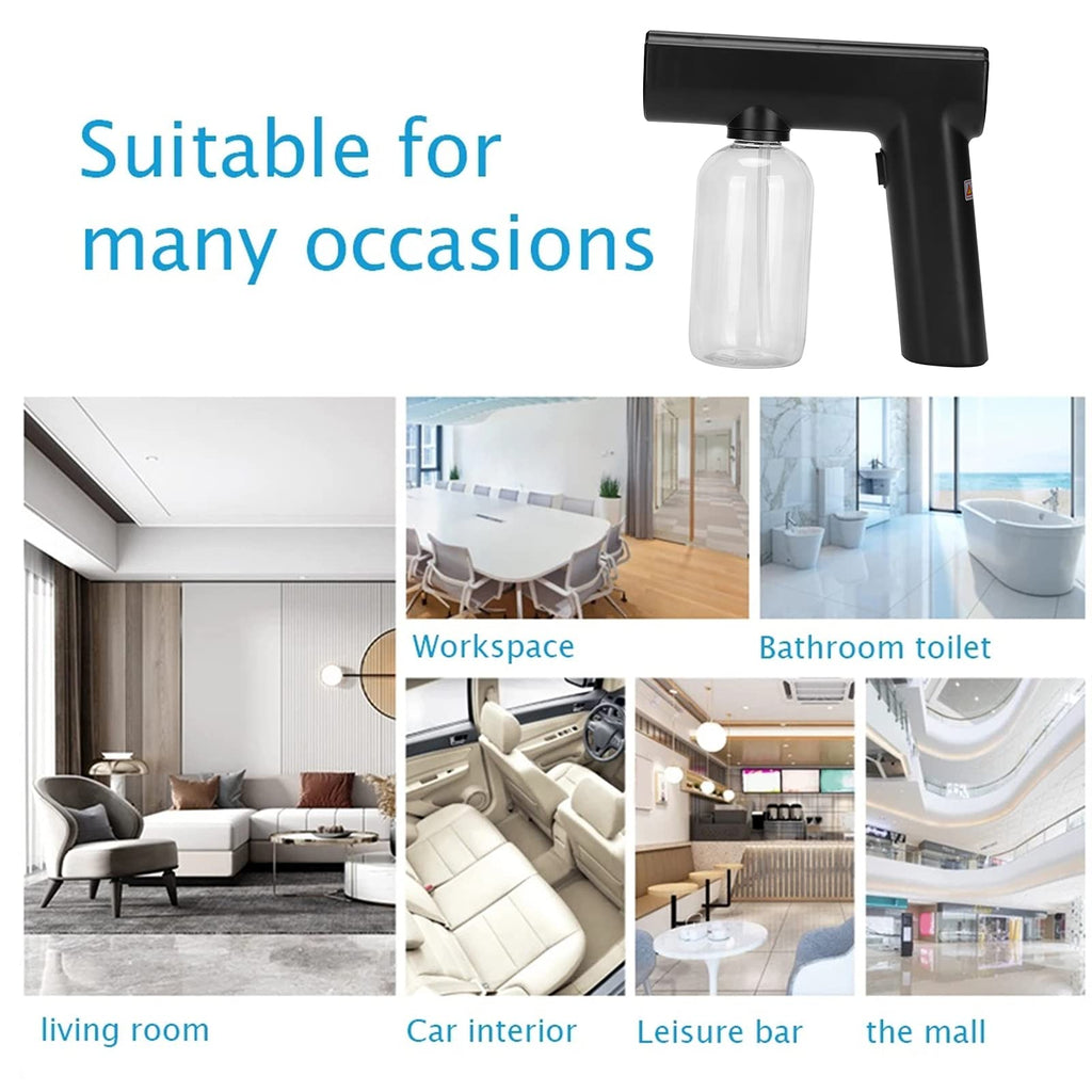 Portable Electric Mist Sprayer Gun - Multifunctional Nano Fogger for Cleaning & Hydration (Black)