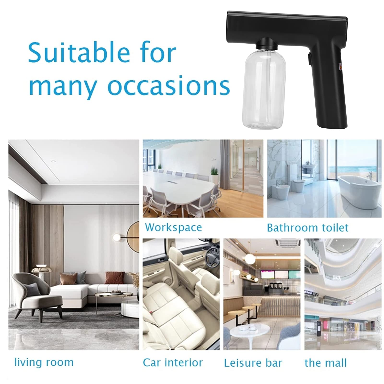 Portable Electric Mist Sprayer Gun - Multifunctional Nano Fogger for Cleaning & Hydration (Black)