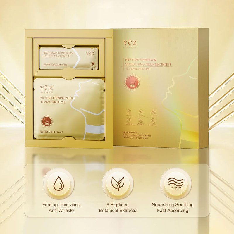 Ycz Firming Neck Mask - Deep Hydration & Collagen Anti-Wrinkle Patches with 8 Peptides & Botanicals