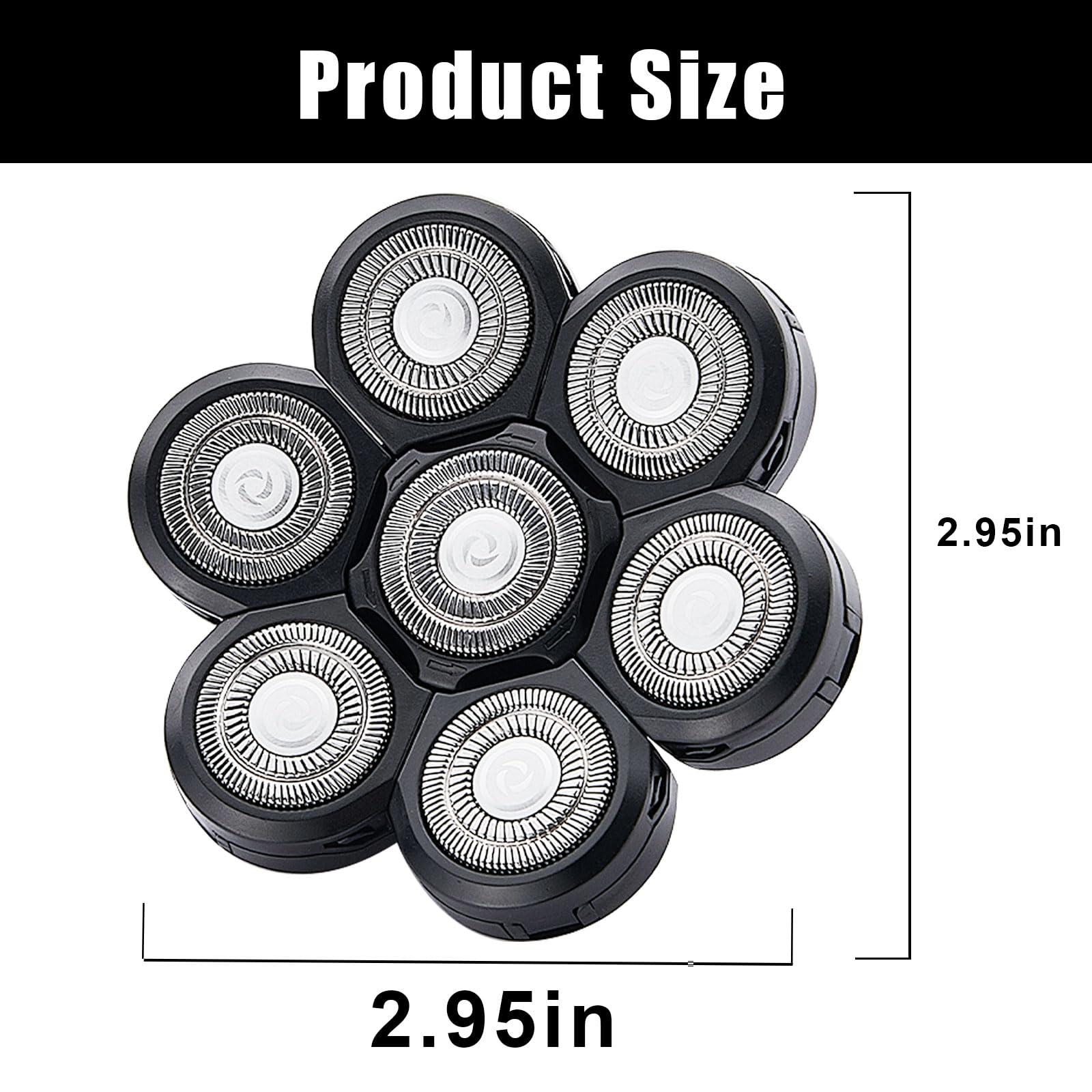 7 Blades Head Shaver Replacement Heads, 3 Count