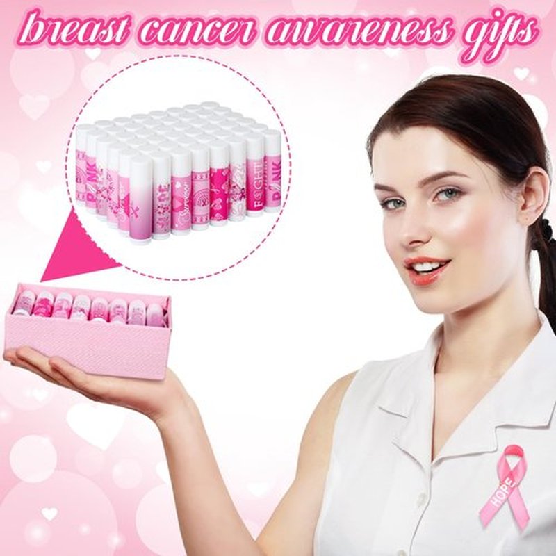 Siifert 20 Pcs Breast Cancer Awareness Lip Balms Bulk Small Pink Ribbon Thank You Gifts Set Breast Cancer Awareness Bulk Items Natural Moisturizing Lip Care Product Survivor Gifts For Women