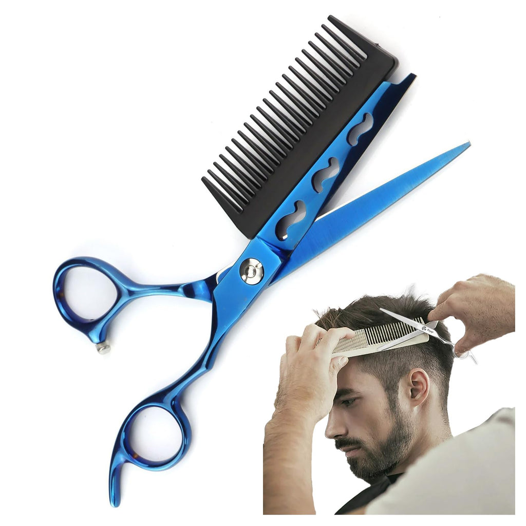 2 In 1 Hair Scissors With Comb, 6 Inch Professional Jp440c Steel, Hair Cutting Scissors, Hairdresser Scissors, Haircut Barber, Home Use for Man Woman Adults Kids (D)