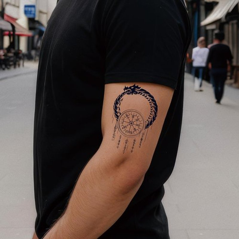Temporary Tattoos Viking tribal tattoo Totem sticker,16 Sheets Waterproof Long Lasting Fake tattoo for Men Arm Q716