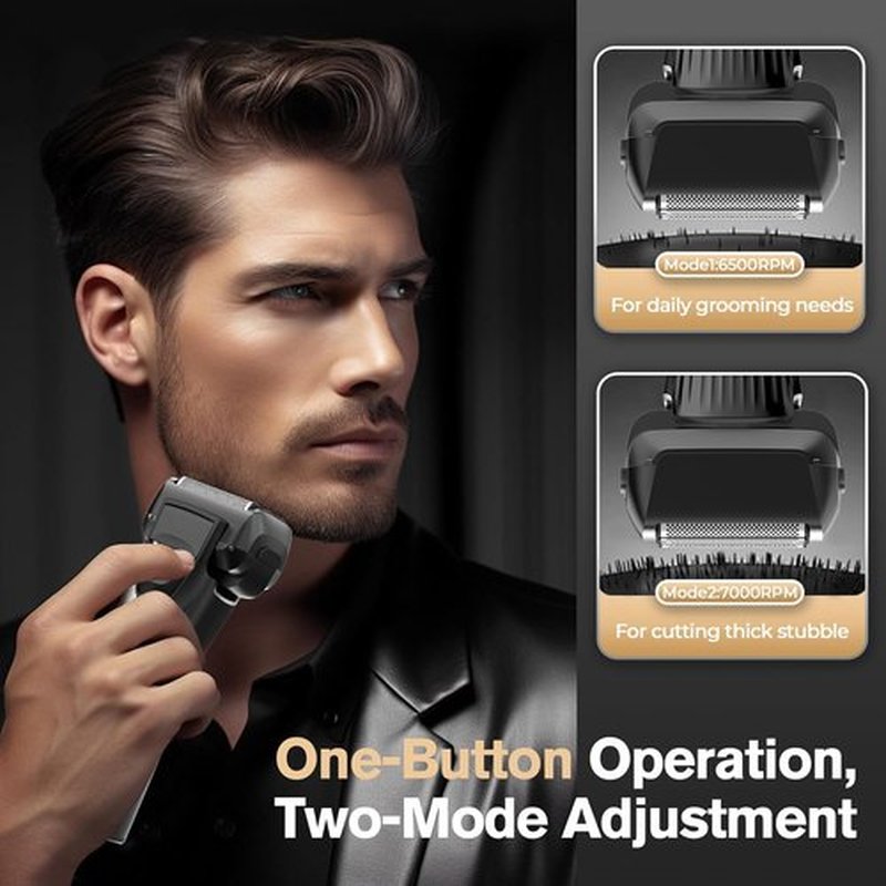 Skiennix 5-Blade Cordless Electric Razor - 2-Speed Wet/Dry Shaver for Coarse Hair | USB-C Fast Charging, 100 Min Runtime