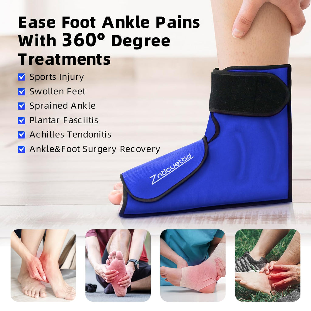 Ankle Ice Pack Wrap for Foot Heel Pain Relief and Swelling Large Reusable Gel Ice Cold Packs for Achilles Tendonitis Plantar Fasciitis Sprained Ankles Swollen Feet Surgery Recovery (Royal Blue)